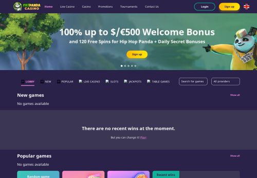 FatPanda Casino desktop screenshot