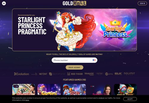 Goldroll Casino desktop screenshot