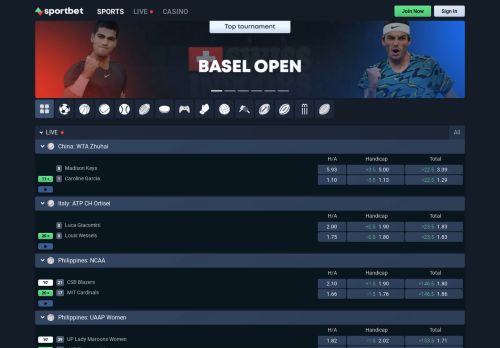 Sportbet one Casino desktop screenshot